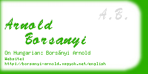 arnold borsanyi business card